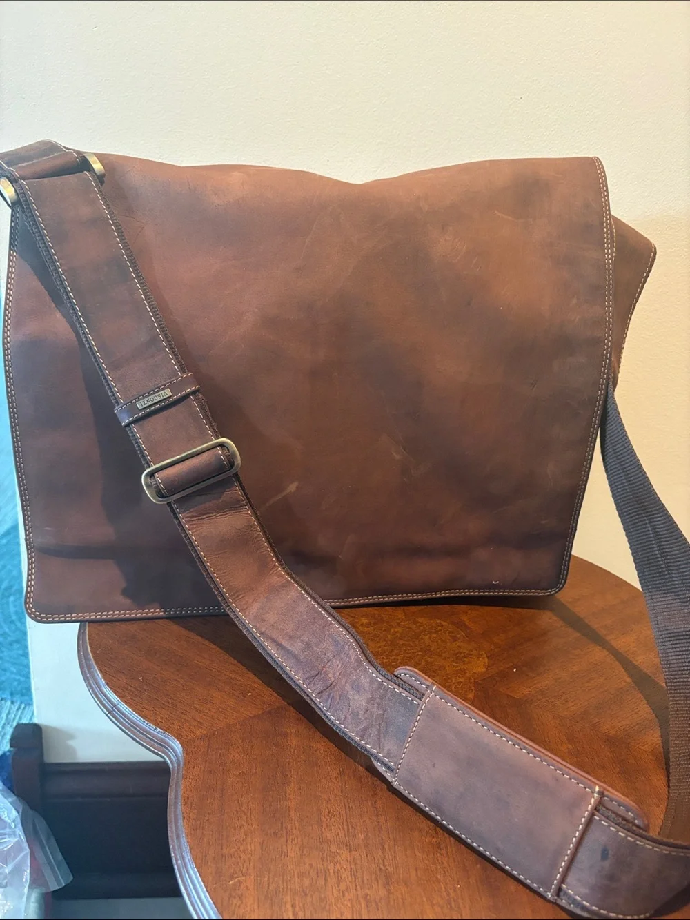 Visconti Messenger Bag Mens Classic Leather Crossbody bag brown leather + Suede